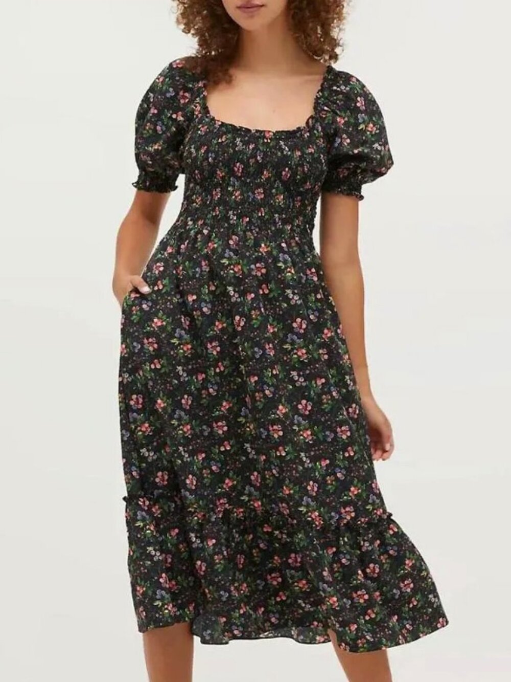New Hill House Louisa Crepe Nap Dress Berry Floral XS